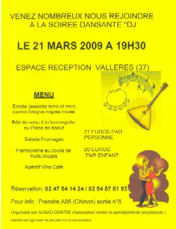 Affiche de la soirée organisée par l'A.C.S.A.C